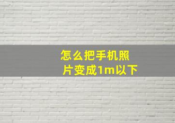 怎么把手机照片变成1m以下