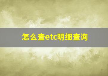 怎么查etc明细查询