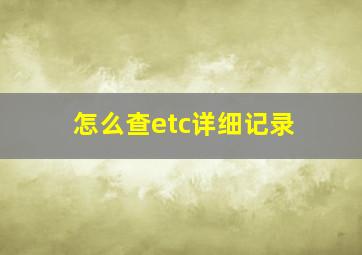 怎么查etc详细记录