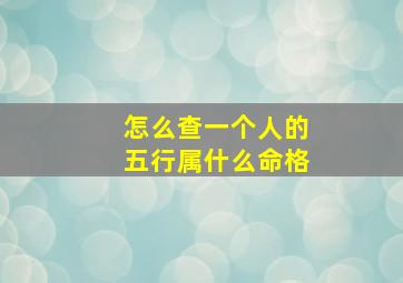 怎么查一个人的五行属什么命格