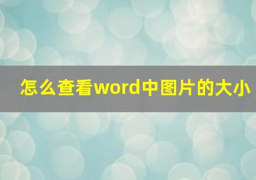 怎么查看word中图片的大小