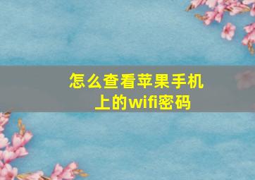 怎么查看苹果手机上的wifi密码