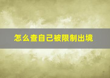 怎么查自己被限制出境