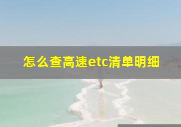 怎么查高速etc清单明细