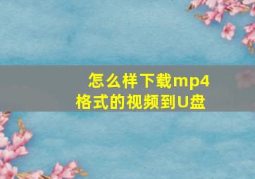 怎么样下载mp4格式的视频到U盘