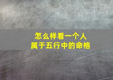 怎么样看一个人属于五行中的命格