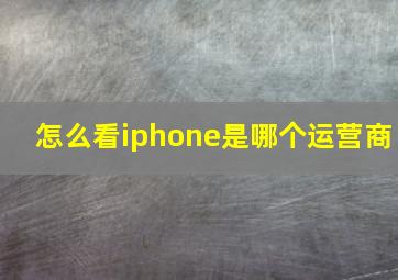 怎么看iphone是哪个运营商