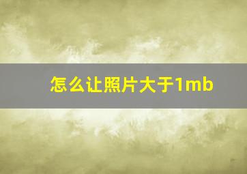 怎么让照片大于1mb