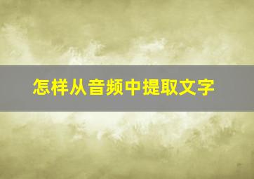 怎样从音频中提取文字