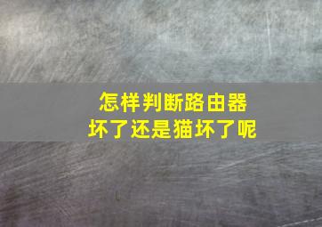 怎样判断路由器坏了还是猫坏了呢