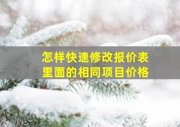 怎样快速修改报价表里面的相同项目价格