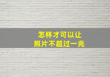 怎样才可以让照片不超过一兆