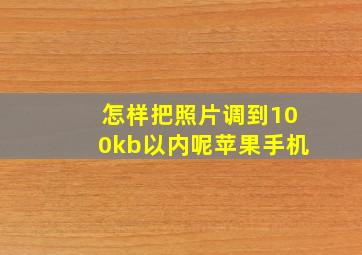 怎样把照片调到100kb以内呢苹果手机