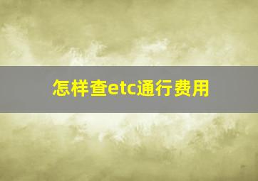 怎样查etc通行费用