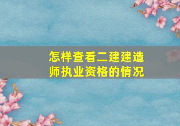 怎样查看二建建造师执业资格的情况