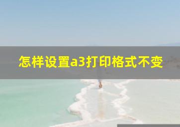 怎样设置a3打印格式不变