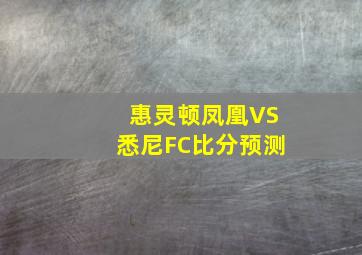 惠灵顿凤凰VS悉尼FC比分预测