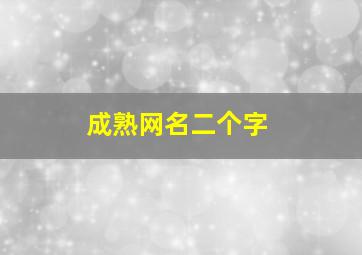 成熟网名二个字