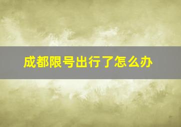 成都限号出行了怎么办