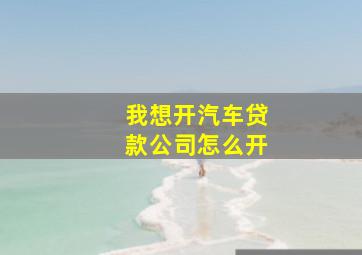 我想开汽车贷款公司怎么开