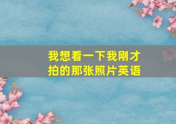 我想看一下我刚才拍的那张照片英语