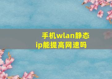 手机wlan静态ip能提高网速吗