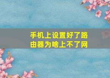 手机上设置好了路由器为啥上不了网