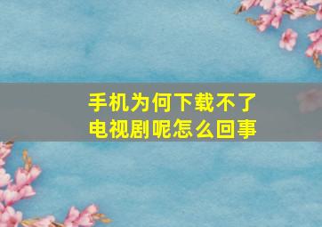 手机为何下载不了电视剧呢怎么回事