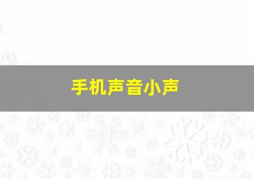 手机声音小声