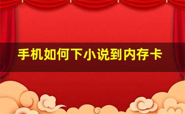 手机如何下小说到内存卡