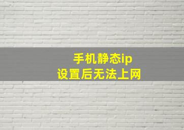 手机静态ip设置后无法上网