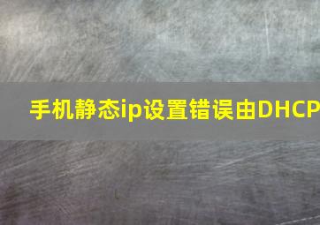 手机静态ip设置错误由DHCP