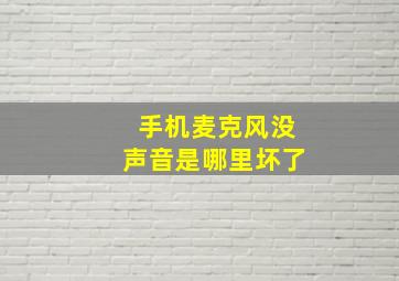 手机麦克风没声音是哪里坏了