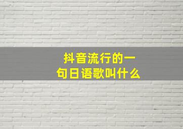 抖音流行的一句日语歌叫什么