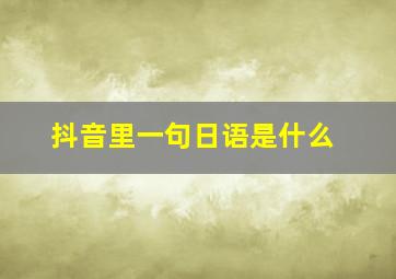 抖音里一句日语是什么