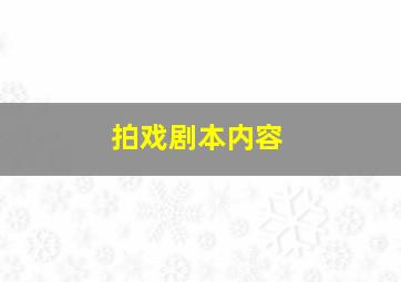 拍戏剧本内容