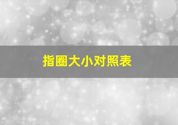 指圈大小对照表