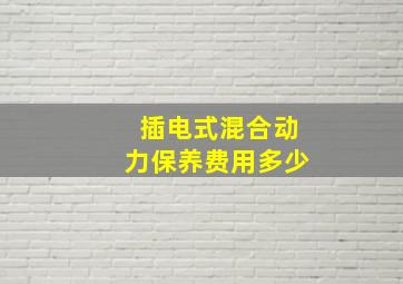 插电式混合动力保养费用多少