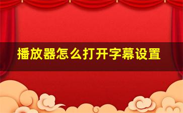 播放器怎么打开字幕设置