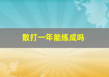 散打一年能练成吗