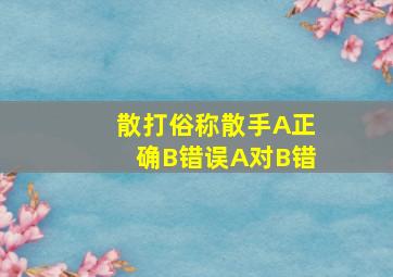 散打俗称散手A正确B错误A对B错