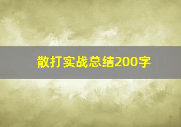 散打实战总结200字