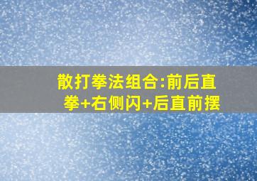 散打拳法组合:前后直拳+右侧闪+后直前摆