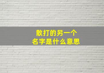 散打的另一个名字是什么意思