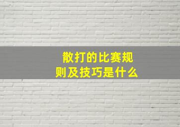 散打的比赛规则及技巧是什么