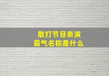 散打节目表演霸气名称是什么