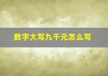 数字大写九千元怎么写