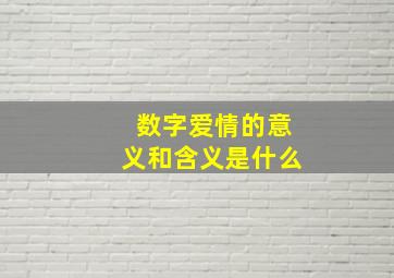 数字爱情的意义和含义是什么