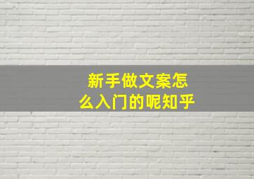 新手做文案怎么入门的呢知乎