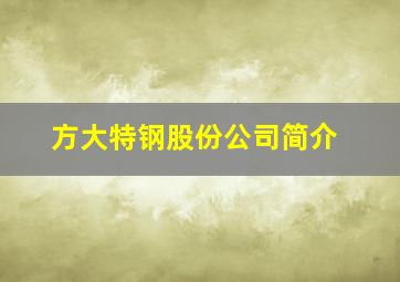 方大特钢股份公司简介